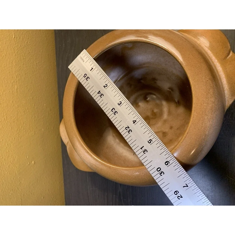 Vintage FRANKOMA Pottery 4V Brown Prairie Bean Pot Casserole & Lid USA